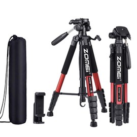 Camera Tripod, 74" Tripod for Camera Stand, Heavy Duty Tripod with Travel Bag for Projectors, Lasers, DSLR, Webcam, Aluminum Phone Tripod for Video Recording Photo Vlogging(Red)
