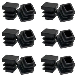 Qjaiune 12 Pcs 13mm (1/2 Inch) Square Black Plastic Chair Leg Caps, Square Tubing End Caps, Tubing Post End Cap