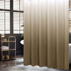 Gibelle Ombre Brown Shower Curtain for Bathroom, Modern 3D Embossed Geometric Textured Shower Curtain Set with Hooks, Farmhouse Fabric Elegant Design, Hotel Quality, 72x72