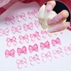 100Pcs Pink Bow Nail Art Charms 3D Valentines Bow Nail