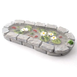 Melody Jane Dolls House Grey Brick Garden Pond with Frog Miniature 1:12 Scale Accessory