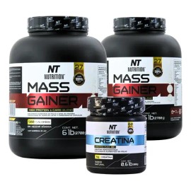 2 Mass Gainer Ganador De Masa Y Peso Y Creatina Nt Nutrition Sabor 1 CHOCOLATE 1 VAINILLA Y CREATINA NATURAL                                          