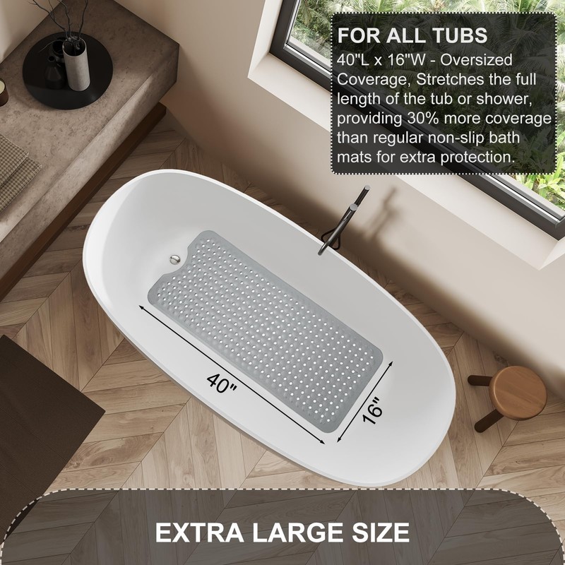 TEESHLY Bath Tub and Shower Mats, Non Slip 40 x