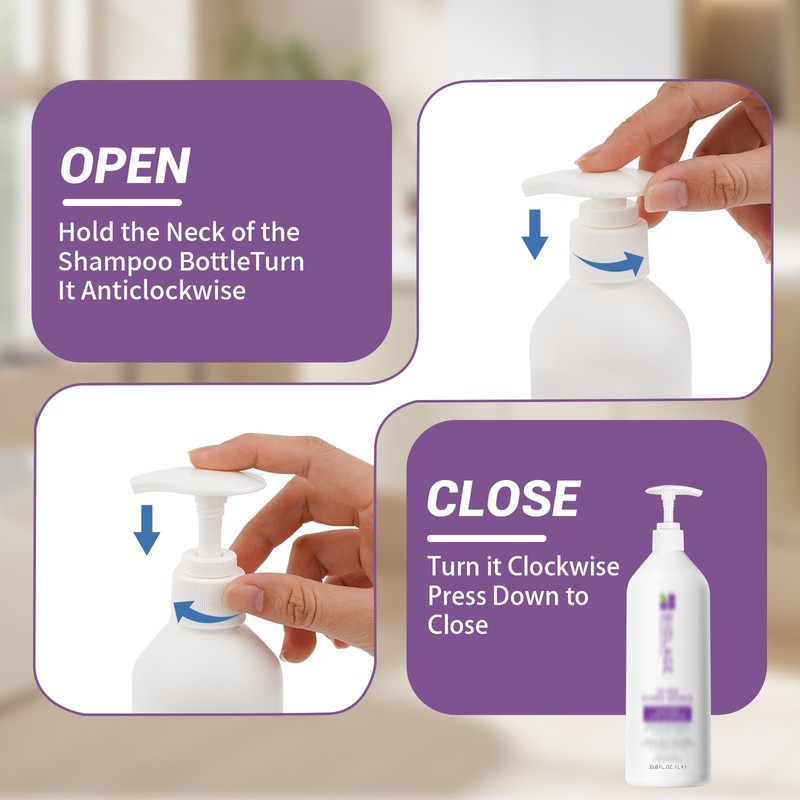 3-Pack Shampoo&Conditioner Liter Pump Compatible with Biolage 33.8oz Bottle