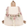 Women Mini Straw Flap Backpack Boho Summer Fringed Tassel Shoulder