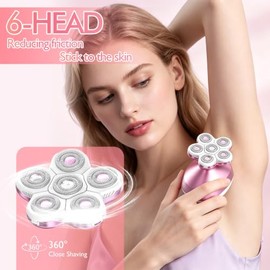 Electric Razor for Women, Flexible Floating Rotary Heads Washable Wet Dry Lady Razor, Portable Body Hair Remover with LED Indicator for Face Legs Bikini Underarms