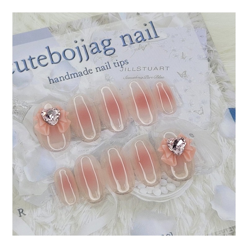 Nudie Cheek Handmade Nail Tips - Square L / 누디