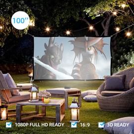 100 inch Projection Screen,GAINVANE 16:9 Foldable Anti-Crease Portable Projector Movies Screens for Home Theater Church School Presentation Rear Projection