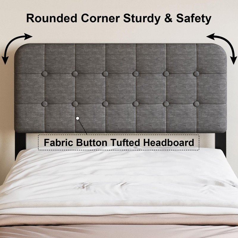 Fly-CTsoar 18 Inch Twin Bed Frame with Upholstered Headboard and