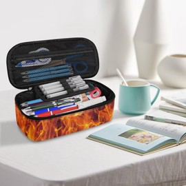 COEQINE Basketball Pencil Case for Boys 8-12 Age Middle School Pencil Organizer with 3D Burning Basketball Fire Ball Pattern Pencil Box with Zipper