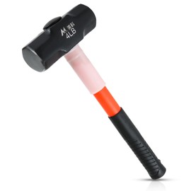 FVIEXE 4lb Sledge Hammer, 4 Pound Drilling/Crack Hammer with Forged Steel Construction & Fiberglass Handle Shock-Resistant for Striking, Engineering Hammer for Farm Gardening Land Management Yard Work