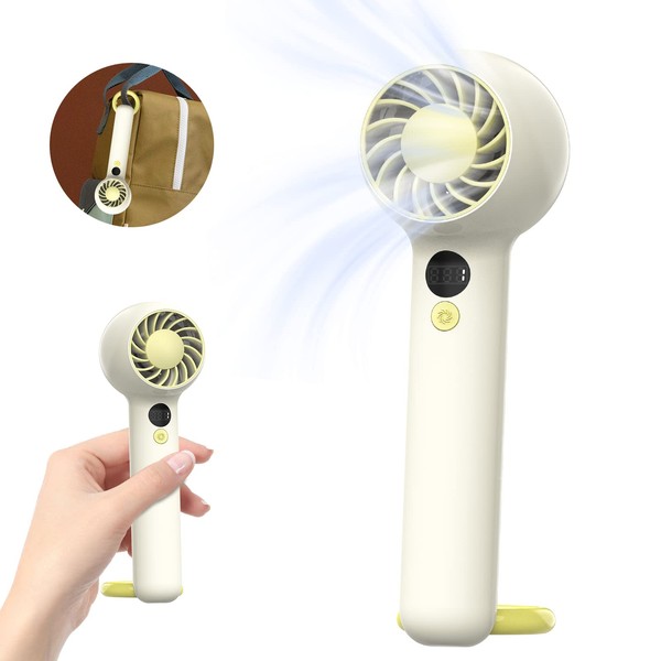 SHANHE Portable Fan, Desktop Fan, Handheld Fan, 5-Blades, LED Display, 2,000 mAh Capacity, 3 Levels of Air Flow Adjustment, 8 Hours of Continuous Operation, USB Rechargeable, Powerful, Cute, Ultra Lightweight, Quiet, Mini Fan, Heatstroke Prevention, For 