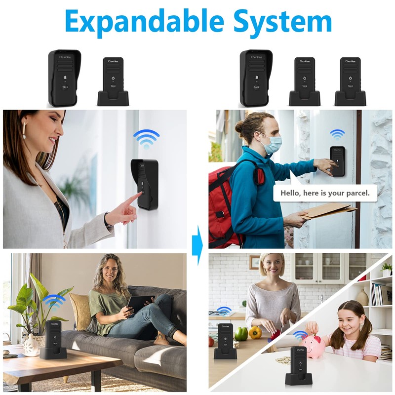 ChunHee Wireless Intercom Doorbell Chime for Home, Two-Way Talk Security