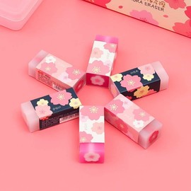 3Pcs Pink Lovely Cherry Blossoms Rubber Erasers Petal Sketch Painting Pencil Correction Tool Japanese Atationery Supplies School Office Stationery Supply Standard Pencil Erasers,Cube Erasers