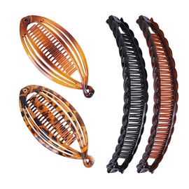 Pack of 4 Banana Clips, Banana Hair Clips, Banana Hair Clip for Thick Hair, Vintage Fishtail Hair Clips, Large Hair Clip, Women's Banana Clip for Ponytail and Updo Hairstyles