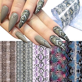 JCAKES 2 Boxes 20 Rolls Snake Nail Foil Sheets Holographic Nail Art Foil Transfer Foil for Nails Lace Nail Stickers Decals Snake Print Nails Designs Manicure Nail Film Decorations