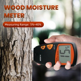 AMTAST Digital Wood Moisture Meter 4 Pin Accurate Moisture Meter for Wood Handheld Lumber Humidity Tester with LCD Display for Lumber Firewood Forestry and Woodworking Applications (Model MD814)