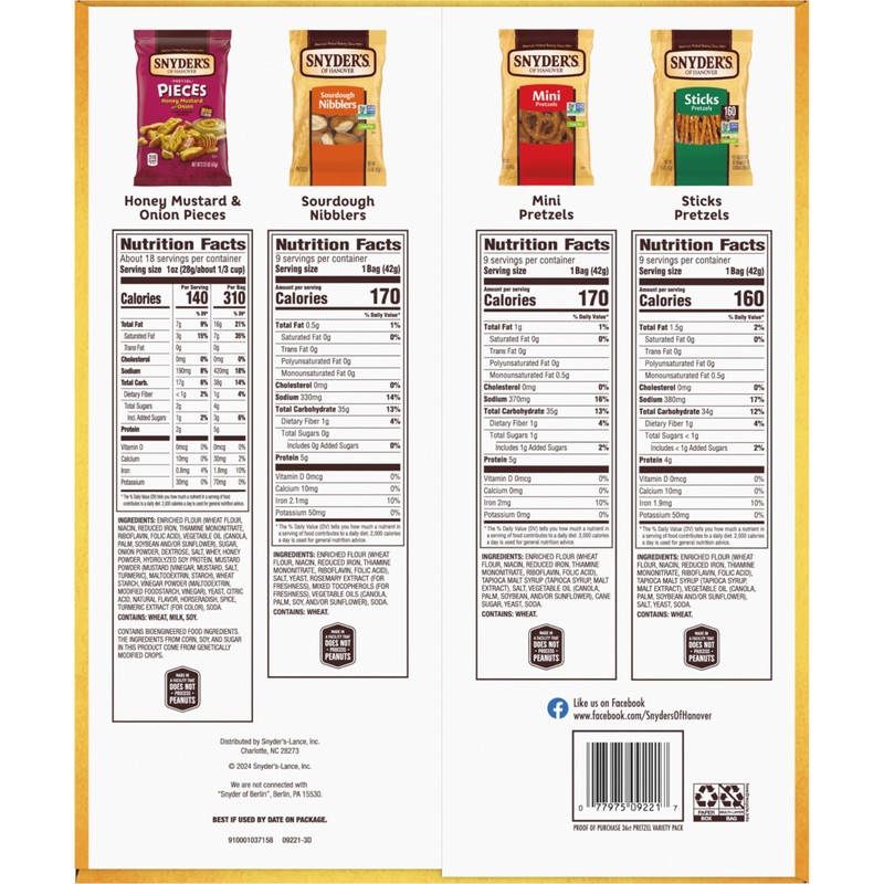 Snyder's of Hanover Variety Pack Pretzels, 36 Count Variety Pack