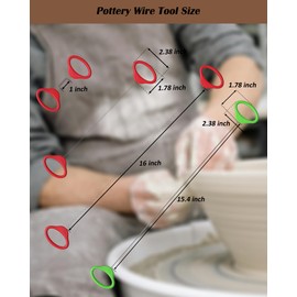 Mud Pottery Wire Tool, Clay Cutting Wire, Green and Red Handle Standard Pottery Wire Cutter, Mud Wire Cut Off Tool for Pottery and Clay Artists (2 pcs)