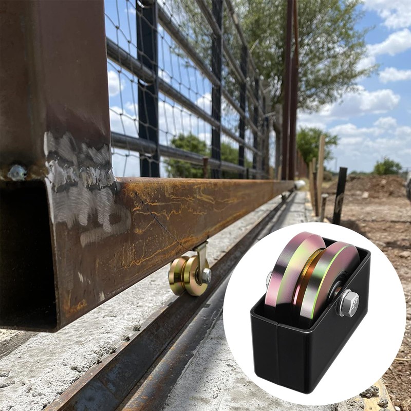 Soiiw 4" Sliding Gate Rollers Wheel 2 Pack V Groove