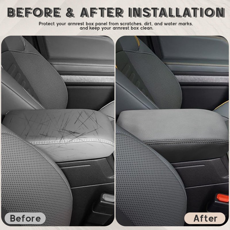 ramuel Compatible with Center Console Armrest Cover Pad PU Leather