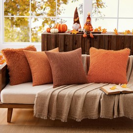 MIULEE Burlap Linen Throw Pillow Covers 20x20 Inch Set of 2 Rust Farmhouse Fall Decorative Pillows Modern Pillowcases Soft Accent Cushion Covers Home Decor for Outdoor Couch Sofa Bedroom Livingroom