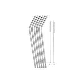 Maxwell & Williams Cocktail & Co Reusable Straw Set of 6 with Brush Stainless Steel Gift Boxed