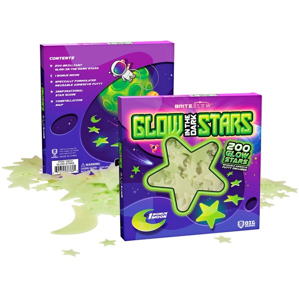 Glow in The Dark Stars Sticker for Ceiling 200PK Easter