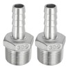 PATIKIL 304 Stainless Steel Barb Hose Fitting, 2 Pack 1/2"