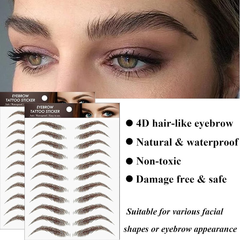 22 pares de tatuajes de cejas 4D, cejas auténticas como