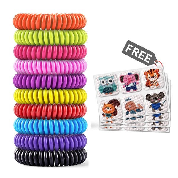 20 Pack Mosquito Bracelets with 4 patches - Waterproof Wrist