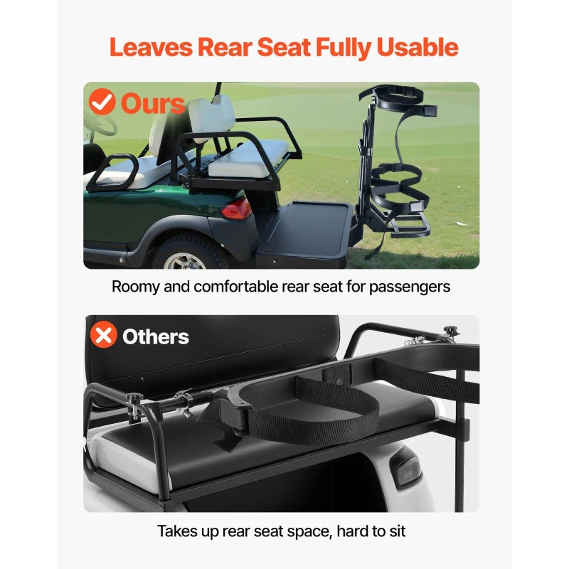 Golf Cart Rear Seat Bag Holder Space-Saving 27.1 X 15.6