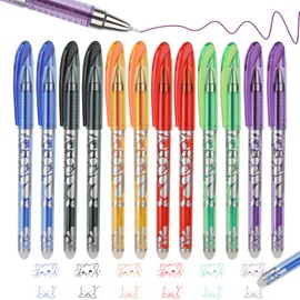 MOTIBACK 12Pcs Erasable Pens, Smooth Writing Pens Erasable Gel Pens 0.5mm Rub Out Pens Ideal School Supplies for Notes, Homework & Office Use Effortless Corrections