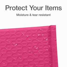 Quality Park Bubble Mailers, 4 x 8 Shipping Envelopes, Self-Seal, Small Pink Padded Envelopes, Redi-Strip Peel Off Closure, 50 Per Box (QUA85917)