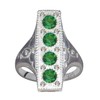 Ring Green Real Silver 925 Zirconia Crystals White Art Deco