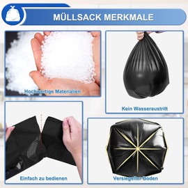 XUXRUS 5 L Bin Liners, Black Bin Bags, Small Bin Liners, Suitable for Bathrooms, Offices, Pack of 200