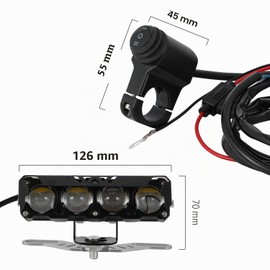 Runfarr Motorcycle Front Light Strip, Plug and Play Light Bar Set, Driving Light Headlight with Switch and Holder for Motocross, Dirt Bike, Pitbike, E-Bike, ATV, UTV