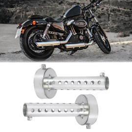 Motoforti 2pcs 60mm Universal Motorcycle Exhaust Silencer Exhaust Insert Muffler Pipe Silver Tone