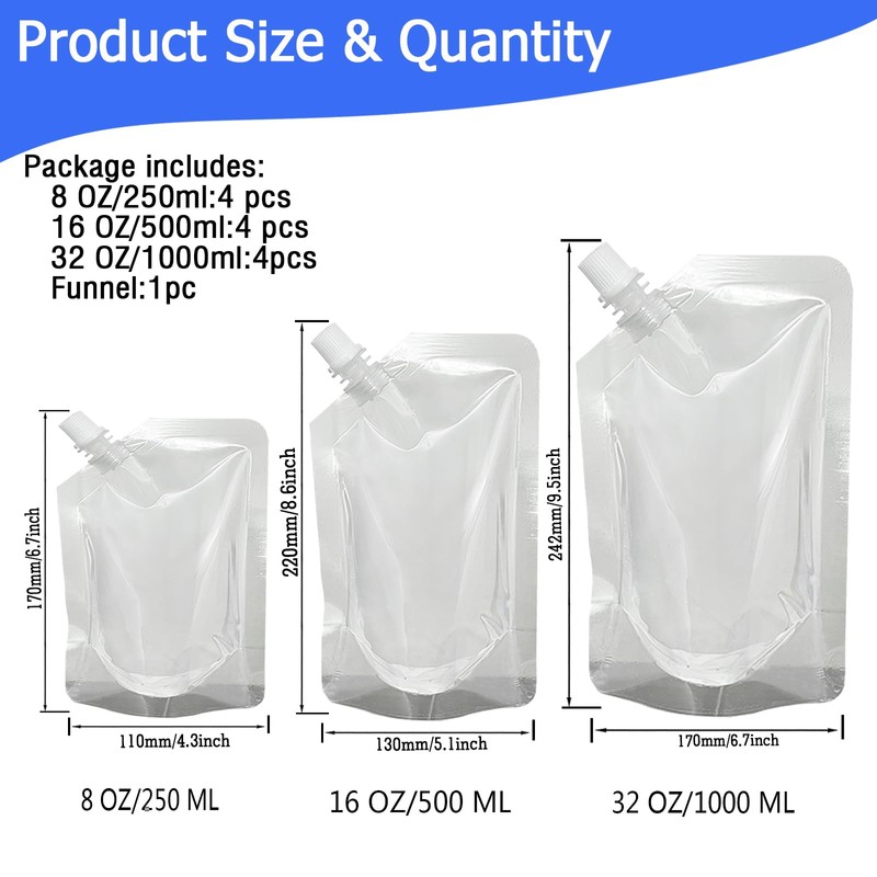 12Pcs Drinks Flasks - Juice & Food Grade Plastic Flasks,