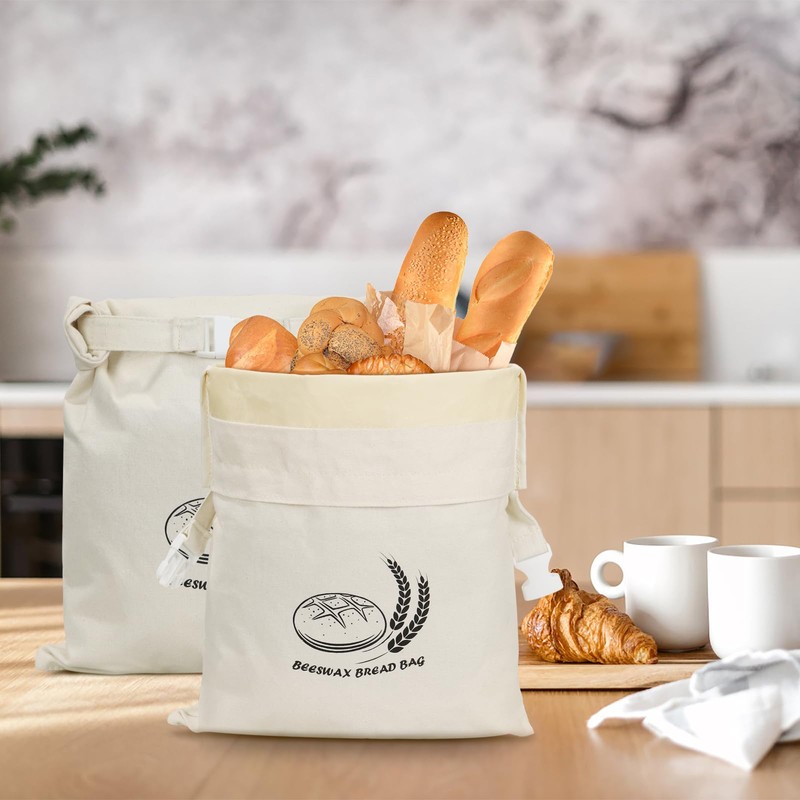 Beeswax Bread Bags for Sourdough Storage, 2 Packs Reusable Containers