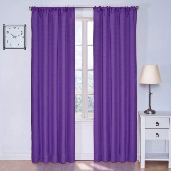 ECLIPSE Kendall Modern Blackout Thermal Rod Pocket Window Curtain for Bedroom or Living Room (1 Panel), 42" x 63", Purple