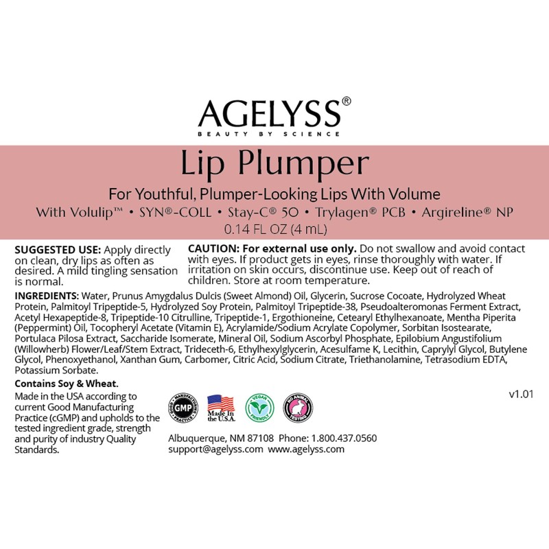 Agelyss Lip Plumper - Deep Hydration - Lip Volume, Collagen