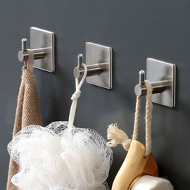 Non-perforated 304 stainless steel hook wall-mounted kitchen bathroom stan 5ea