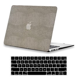 DTangLsm for MacBook Pro 14 inch Case 2024-2021 M4 M3 M2 M1 A3401 A3185 A3112 A2992 A2918 A2779 A2442 Crocodile Skin Alligator PU Leather Hard Shell Cover for MacBook Pro 14 Case+Keyboard Cover,Silver