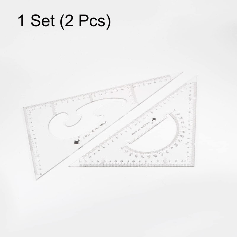 sourcing map 2piece Triangle Ruler Square Set 27cm, 24cm 30/60