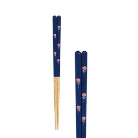 Tanaka Chopsticks Shop Fleur Fleur Chopsticks, 9.1 inches (23 cm), Rose, Navy, Dishwasher Safe, Anti-Slip, Easy to Grip, Non-Slip, Wood, Made in Japan, Non-slip, Kids, Natural Wood, Stylish, Cute