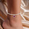 Wellike Silver Ankle Bracelets For Women Waterproof July Pink Birthstone
