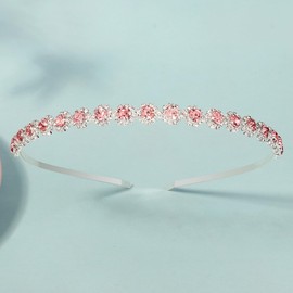 MAFELOE Fashion Rhinestone Alloy Headbands, Wedding Hairband Bridal Headpieces Hair Decorative Accessories for Women Ladies- Pink-SZ