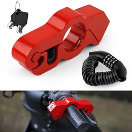 Helmet Lock & Brake Lock, Practical Motorbike Handlebar Lock Motorcycle Locks Bike Locks Combination to Protect Your Motorcycle from Losing (Red)