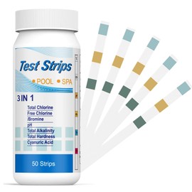Pool Test Strips, Pool Tester Chlorine and Ph, 3-in-1 Pool Test Strips for Spa, Accurate Chemical Tester, PH, Residual Chlorine CI Total Alkalinity, Water Hardness Water Quality Test Papers (150)
